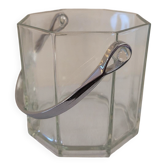 Champagne bucket hexagonal glass metal handle 80's