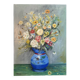 Bouquet in a blue vase, oil on canvas signed