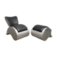 Industrial aluminum & vinyl lounge chair with footrest, 1970s