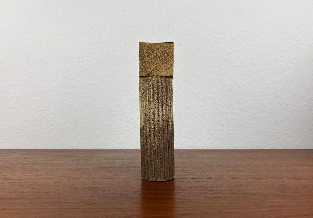 Klaus Lehmann, postmodern brutalist German pottery, sculpted column vase, 1981, ceramic