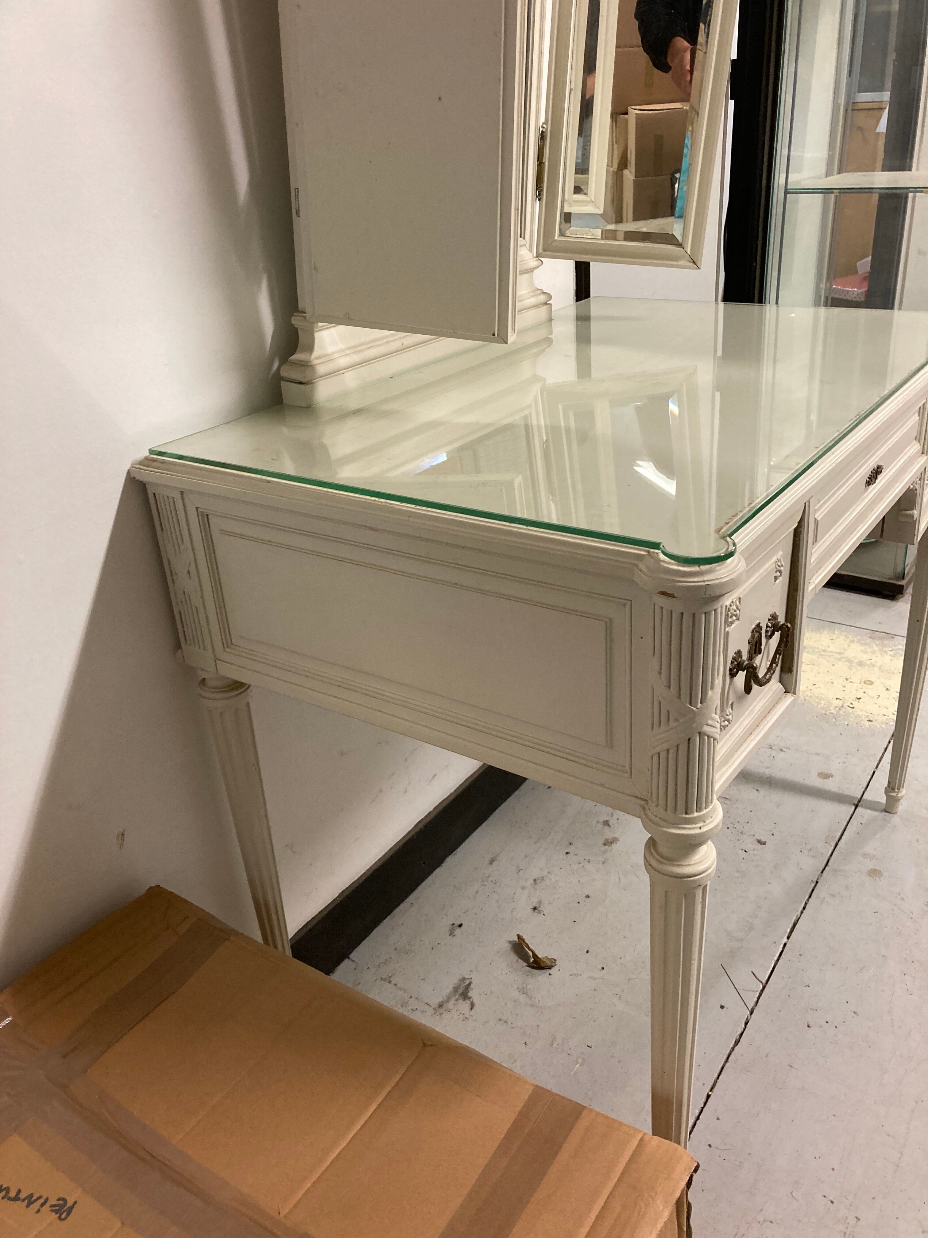 Dressing table mirror triptych debut XXth style Louis XVI