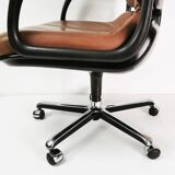 Leather desk chair, Vitra, designed by Wolfgang Mueller, 1970s.