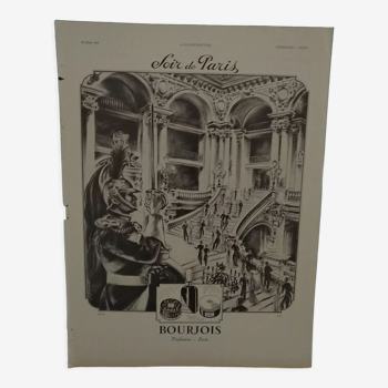 Publicité papier issue d'une revue d'époque 1937 mode parfumeur Bourjois