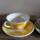 2 cups saucers Square Yellow Green Vintage
