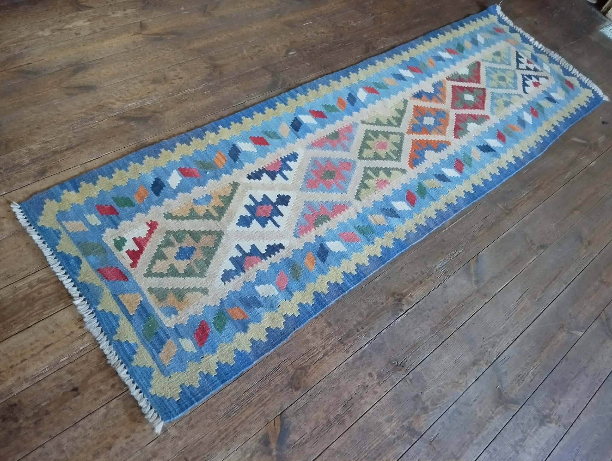 Handmade Persian Qashqai hallway rug 209x64cm