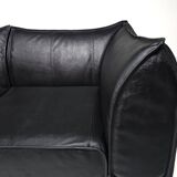 Canapé sectionnel "Pagode" 4 places en cuir noir De Sede DS-19, années 1970