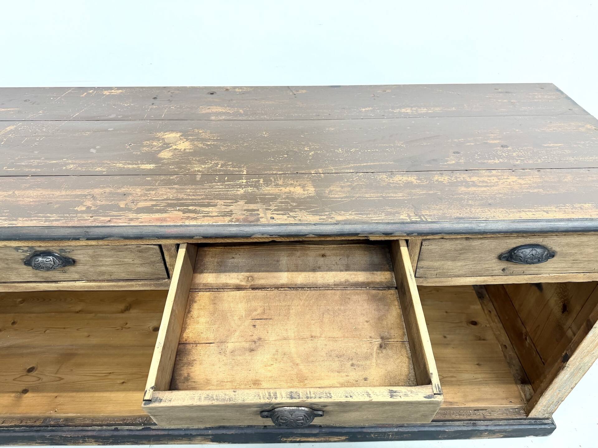 Large Antique Pine Trading Counter