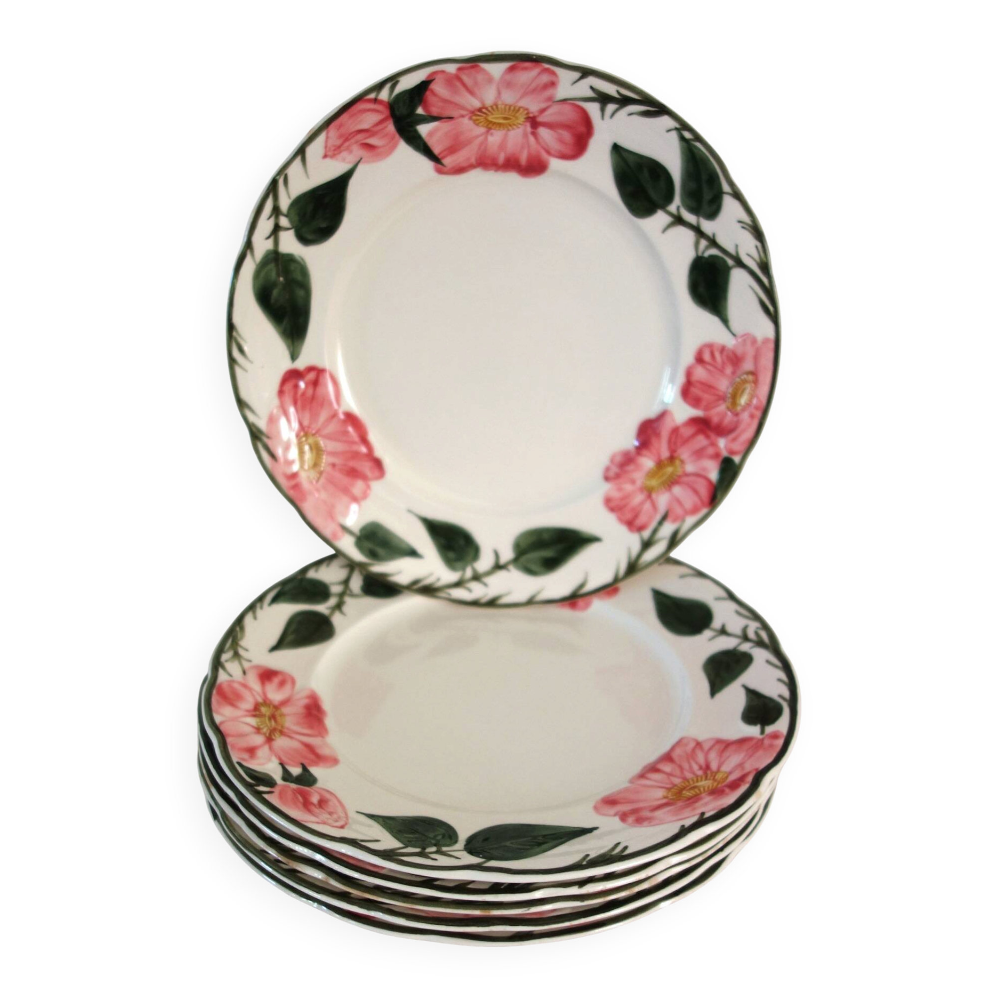 6 assiettes plates Villeroy & Boch "Wild rose", 1970