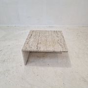 Table Basse Carrée en Travertin par Up & Up Italy, 1970s