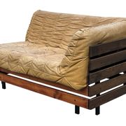 Mid-Century living room sofa in cognac , small model design
