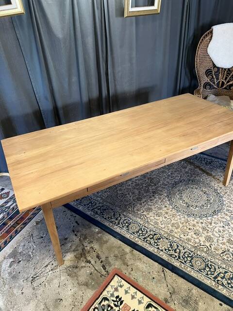 Large vintage table in restored solid elm.