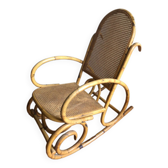 Rocking chair bamboo and rattan vintage 60s