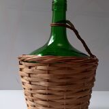 Demijohn green and wicker