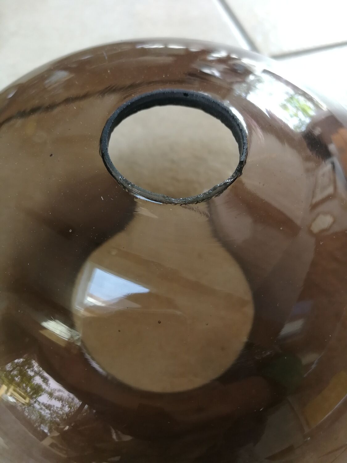 Chandelier 3 balls smoked glass 70's