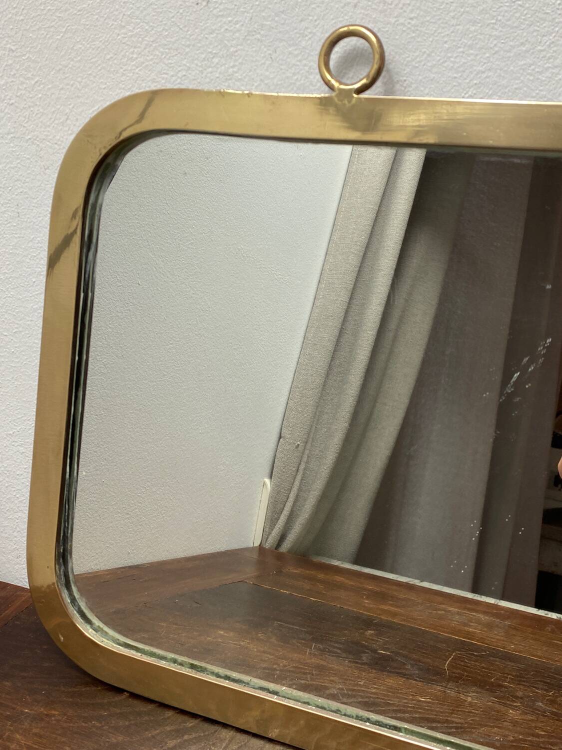 Grand miroir vintage en laiton