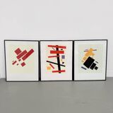 Set of 3 frames with Casimir Malevic lithographs