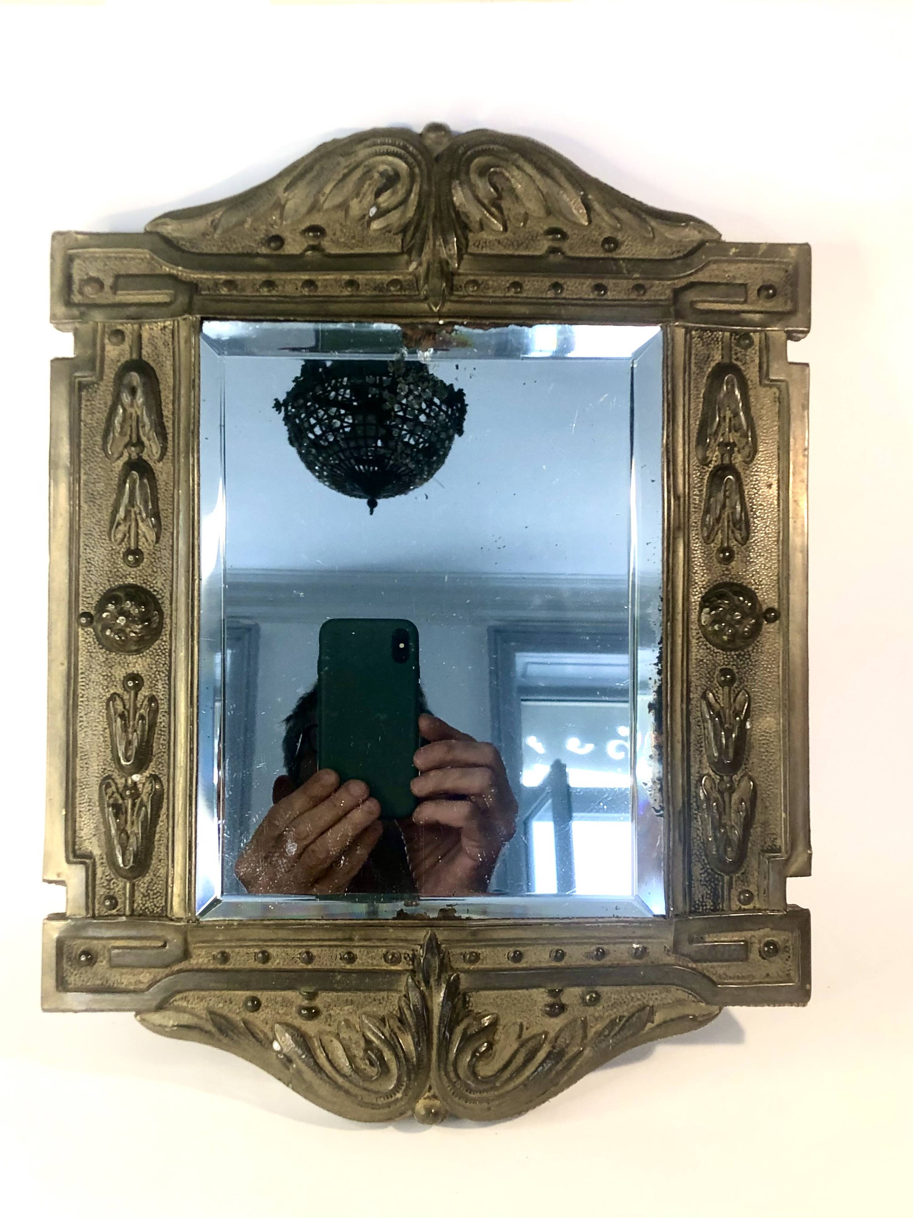19th Century Repoussé Copper Mirror