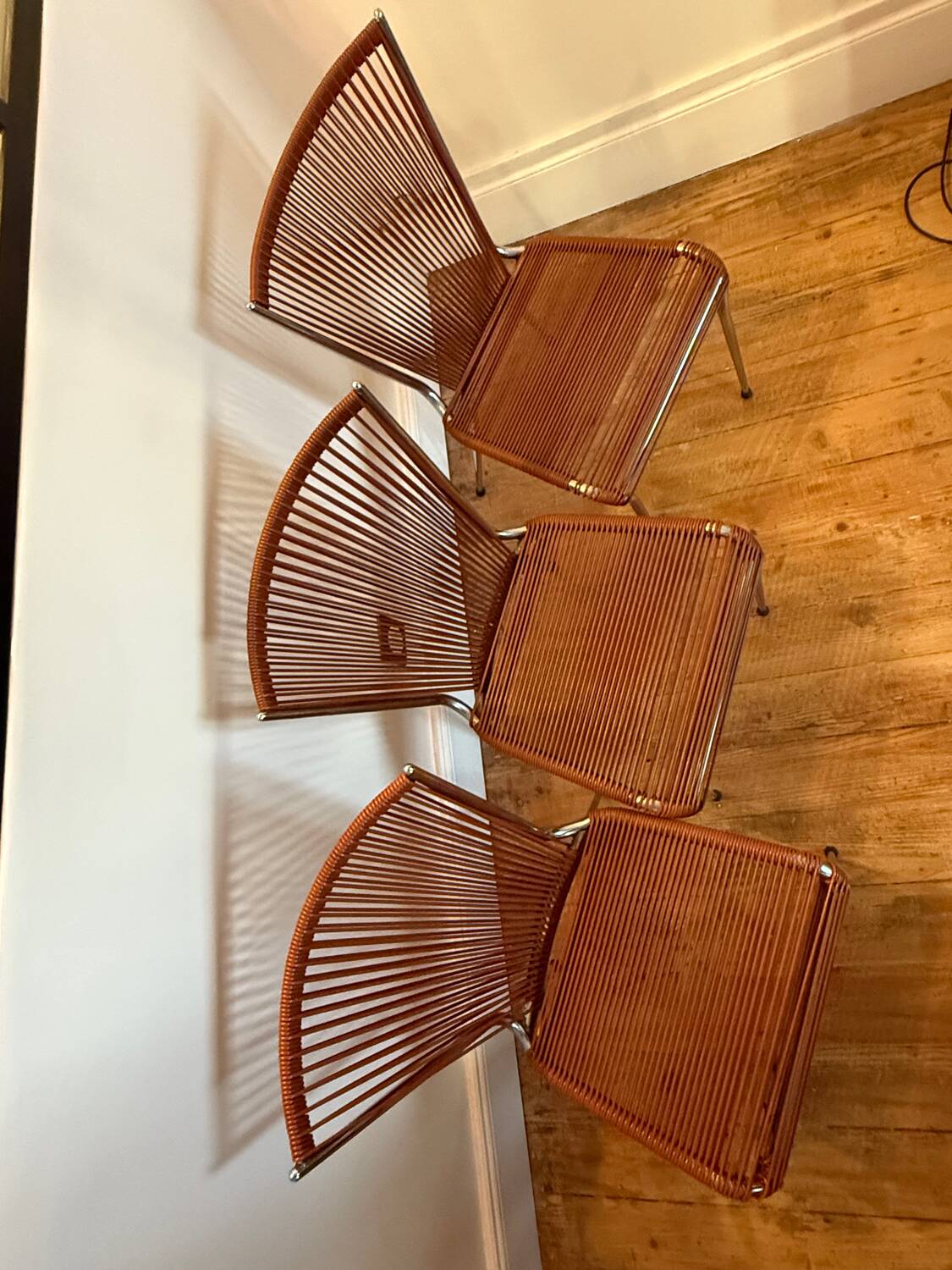 Three 1960s Scoubidou chairs