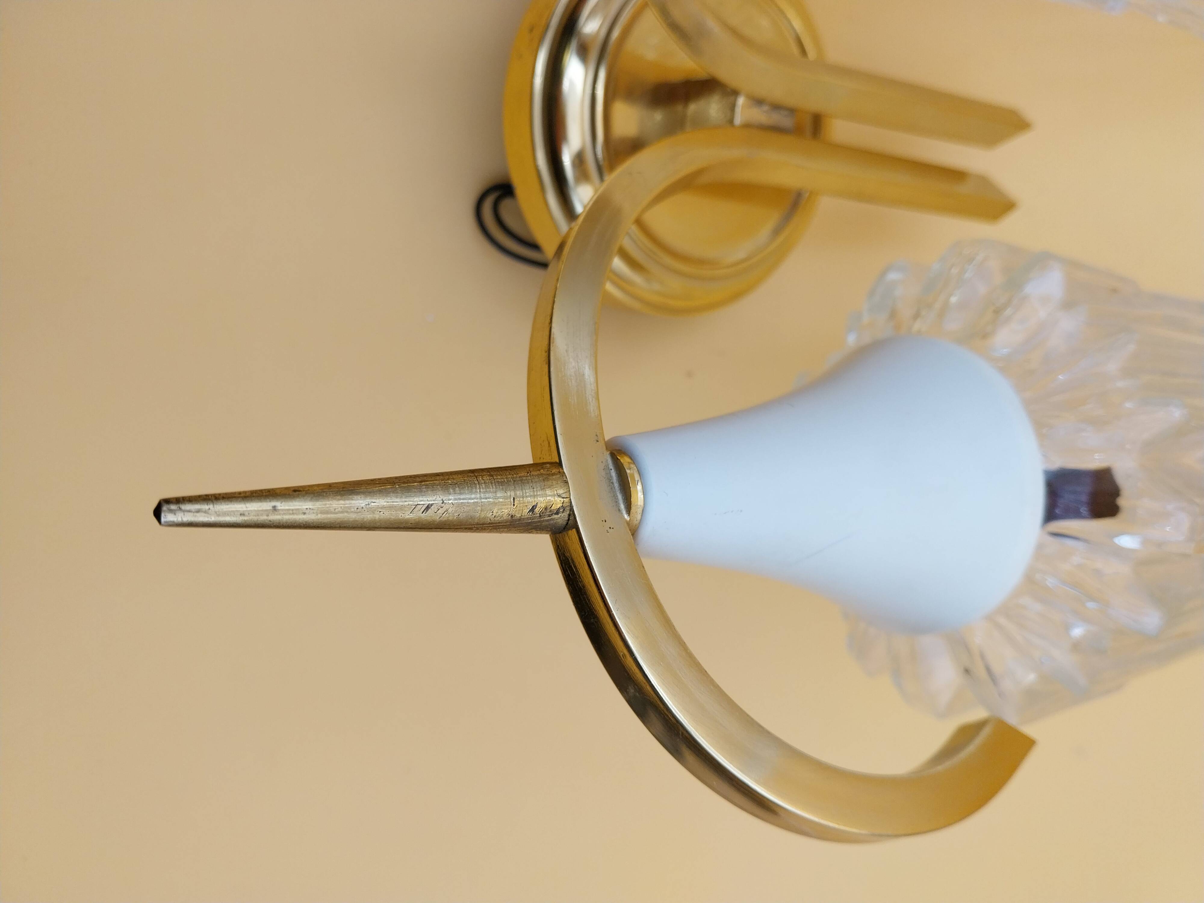 Double tulip wall light in Hoffmeister Iceberg Glass