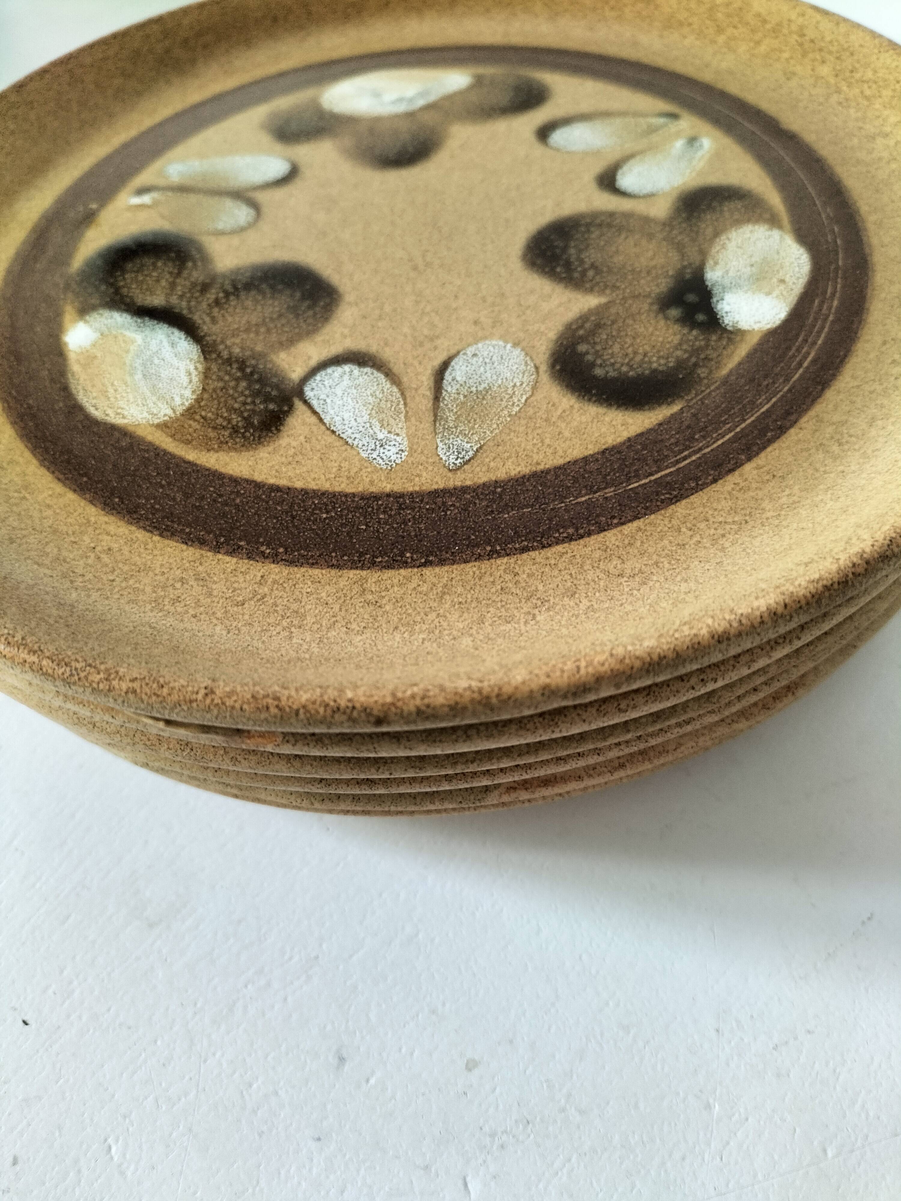 6 dessert plates in stoneware Atelier d’Art Lorraine Sarreguemines