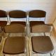 6 chrome sled armchairs Soudexvinyl brown vintage Skaï 70s