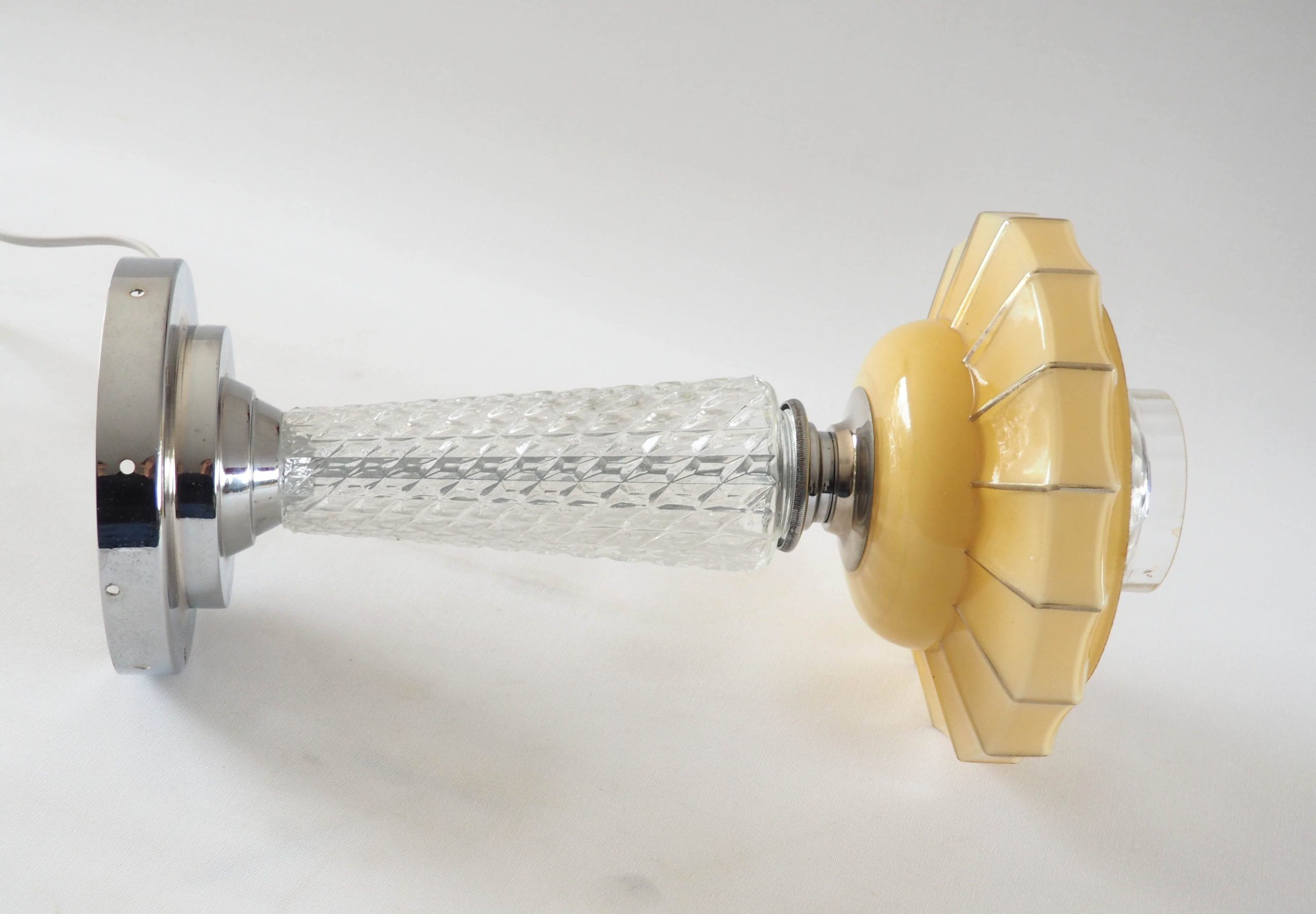 Art Deco glass and chrome lamp