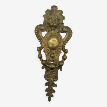 Brass lion head. Furniture decoration, leftover knocker or large nail cover?