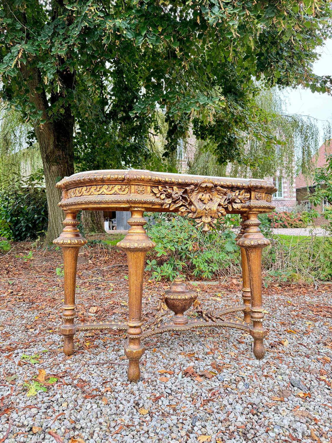 Gilded Wood Console from the Napoleon III Period, 19th Century