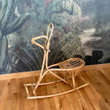 Old rattan rocking horse