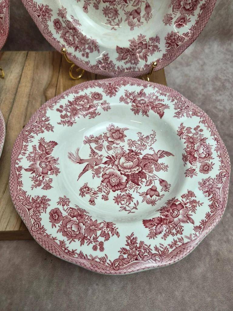 Set of 4 Enoch Wedgwood deep plates – Asiatic Pheasants – Vintage English earthenware