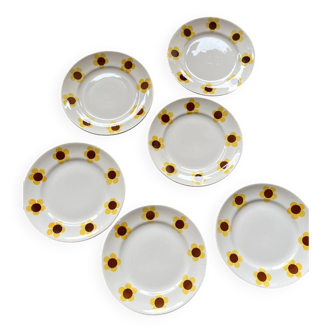 6 assiettes à dessert tournesol moulins des loups