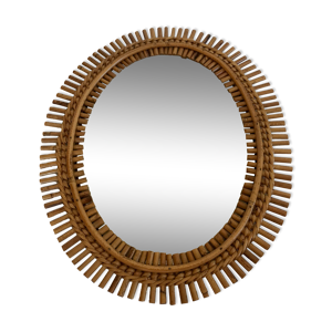 miroir ovale en rotin,