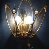 Vintage wall lamp in glass and gold metal
