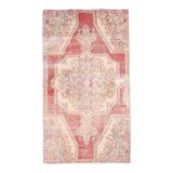 Red and beige wool turkish rug 198x112cm