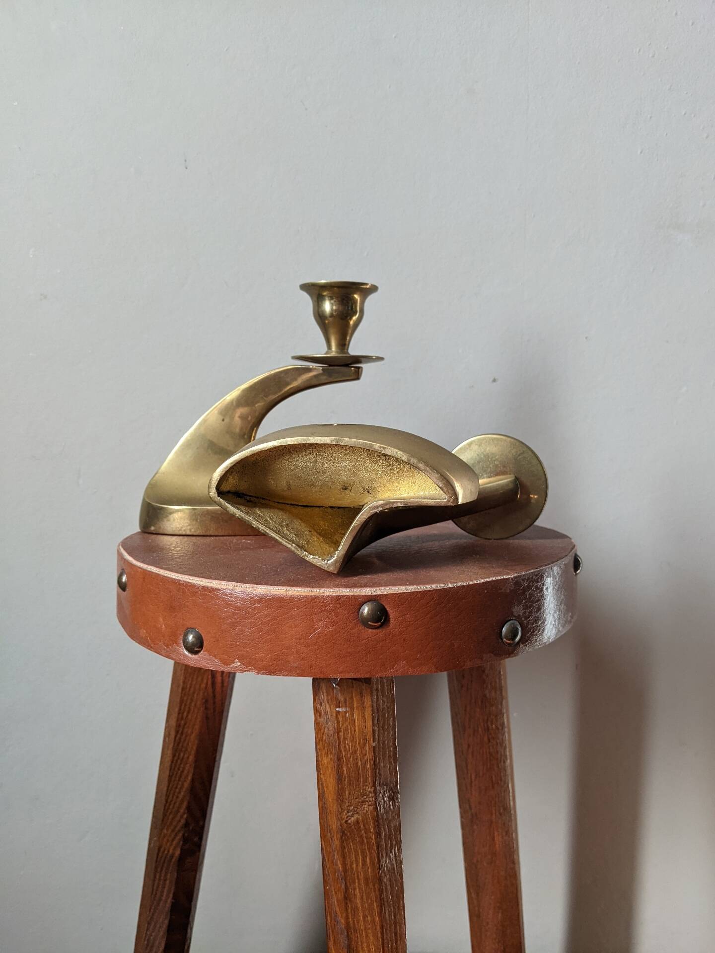 Pair of brass candle holders Scandinavian decoration
