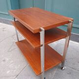 Trolley on wheels, wood and chrome, 1960-70