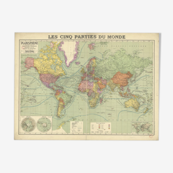 Carte politique Taride "les cinq parties du monde"