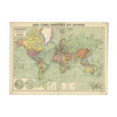 Carte politique Taride "les cinq parties du monde"