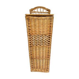 Vintage braided wicker bread hutch