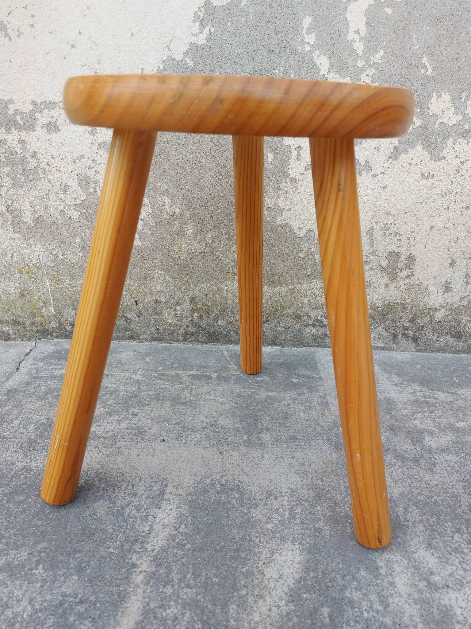 Pair of vintage pine tripod stools