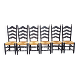 6 straw chairs with high backs