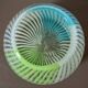 Blown glass vase with opal glass threads