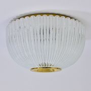 Large striped glass ceiling lamp in brass, Limburg, Germany, 1970s.