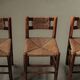 Handcrafted chairs in solid pine and woven straw – France, circa 1950