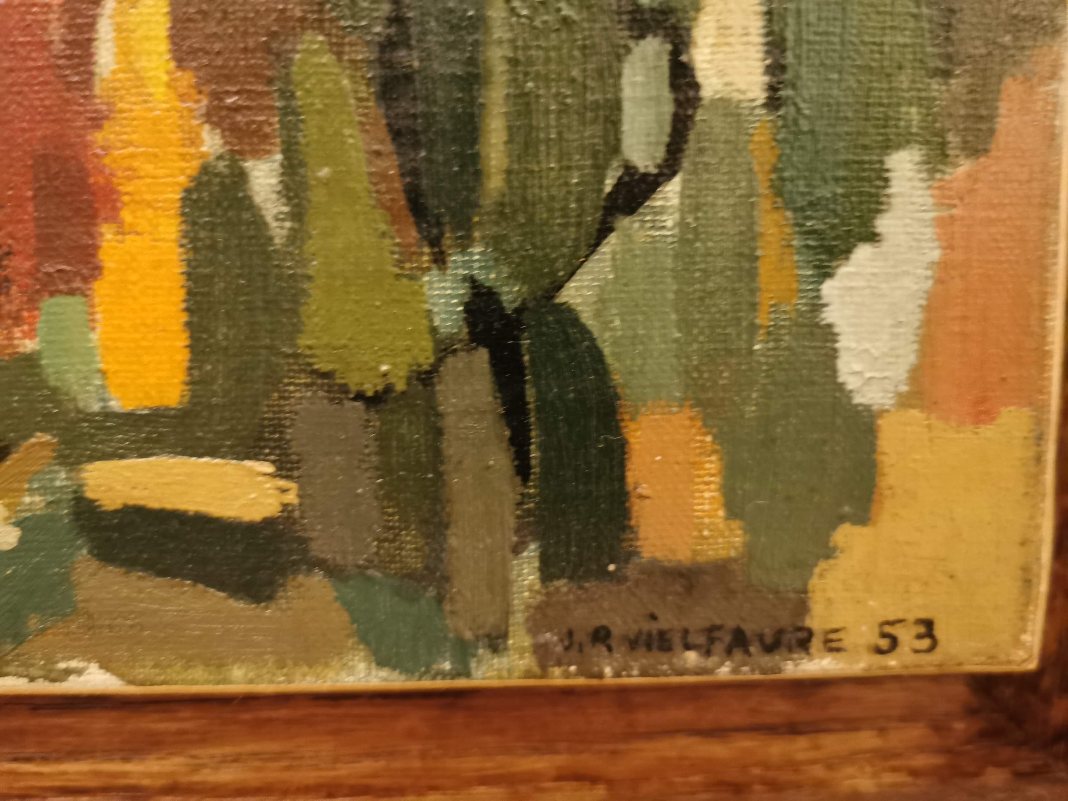 Tableau abstrait annees 50 signed 1953
