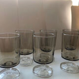 6 verres à pied en verre fumé 70s