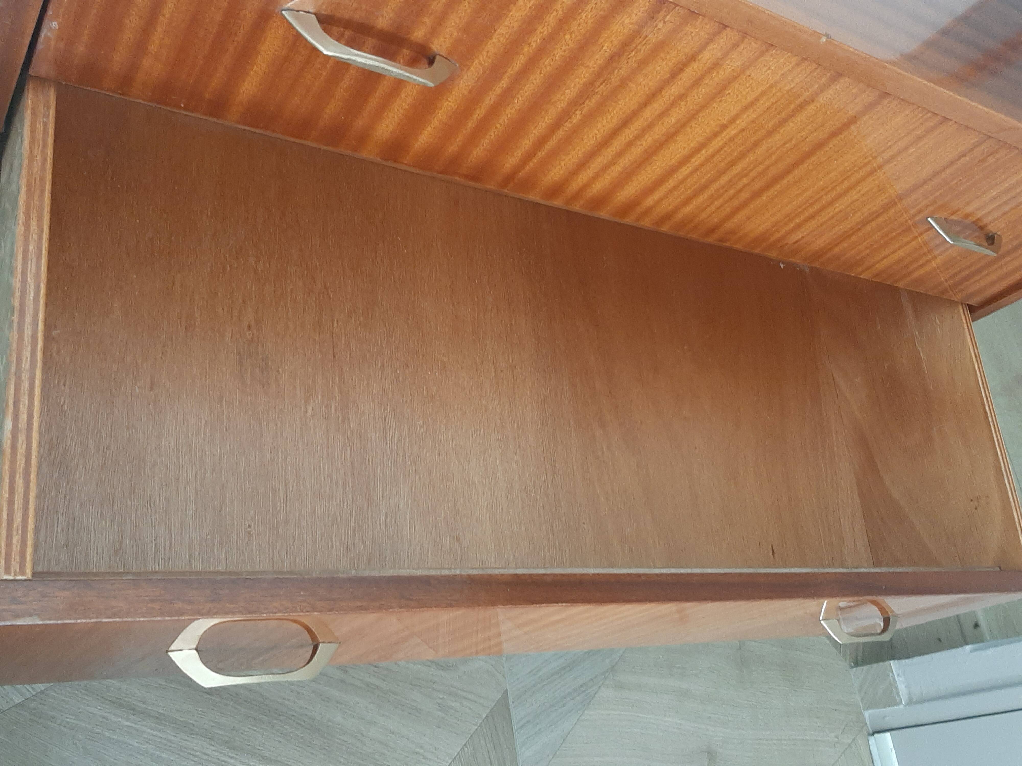 Vintage chest of drawers 3 drawers - varnished teak - Scandinavian style - retro patterns - 60s