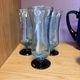 Set of 5 champagne flutes / hand-blown glass juice glasses.