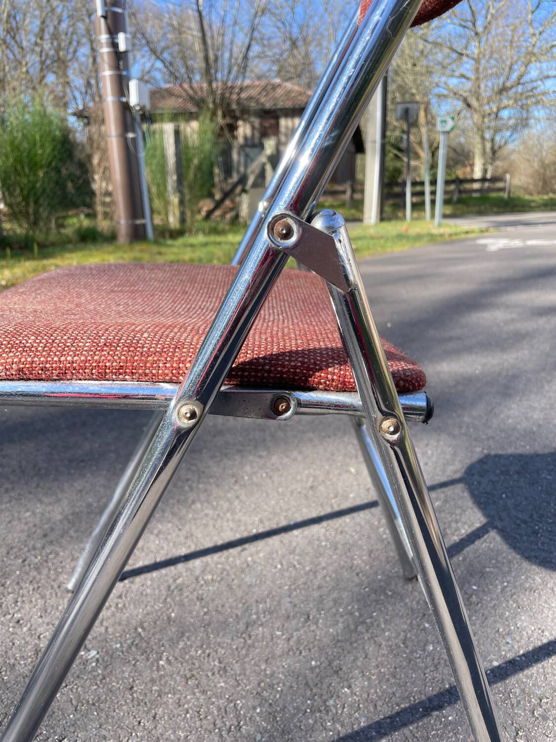 Souvignet 1970 stainless steel folding chair