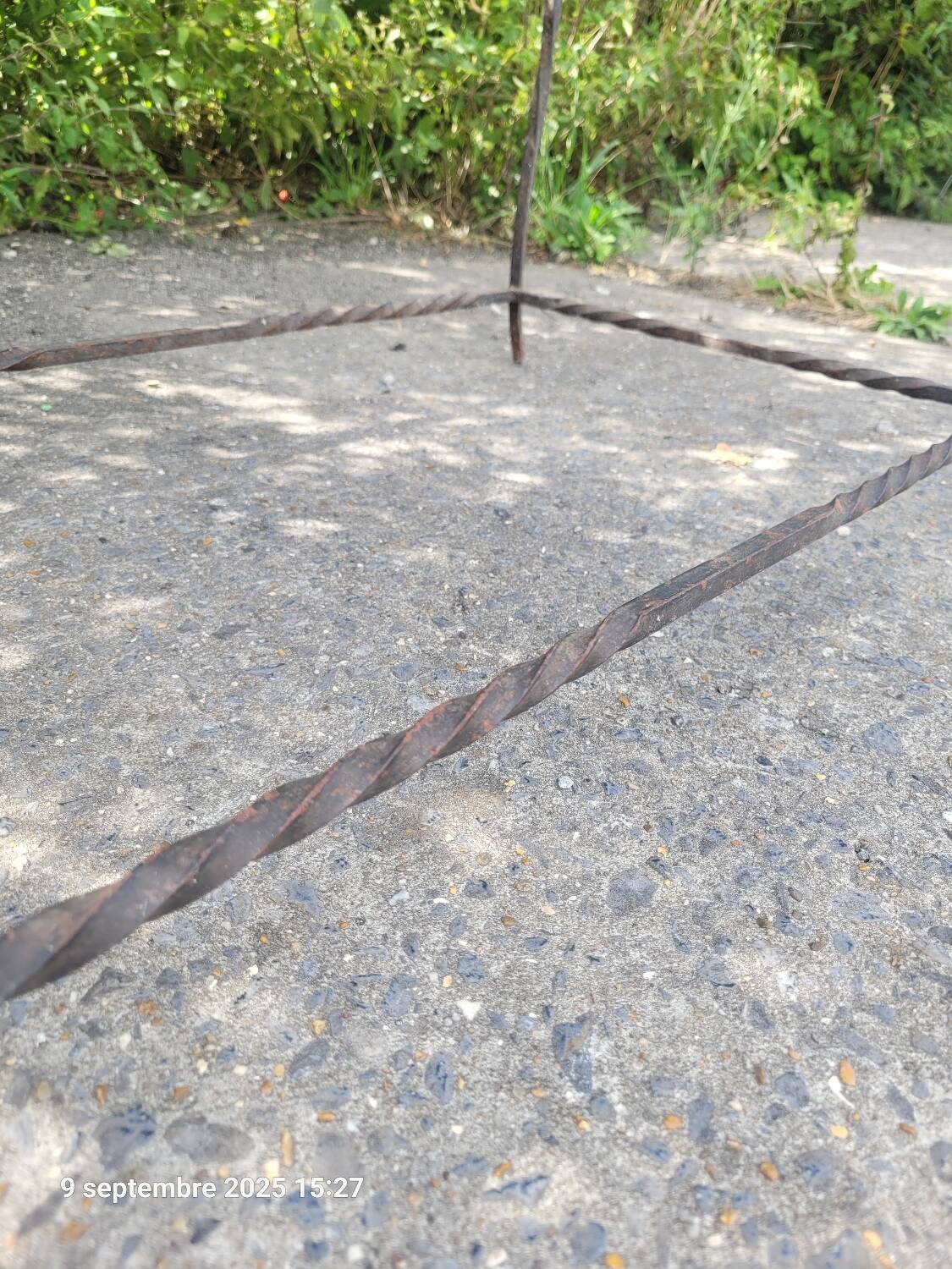 Coffee table with tiled and wrought iron finish